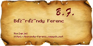 Böröndy Ferenc névjegykártya