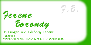 ferenc borondy business card