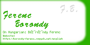 ferenc borondy business card